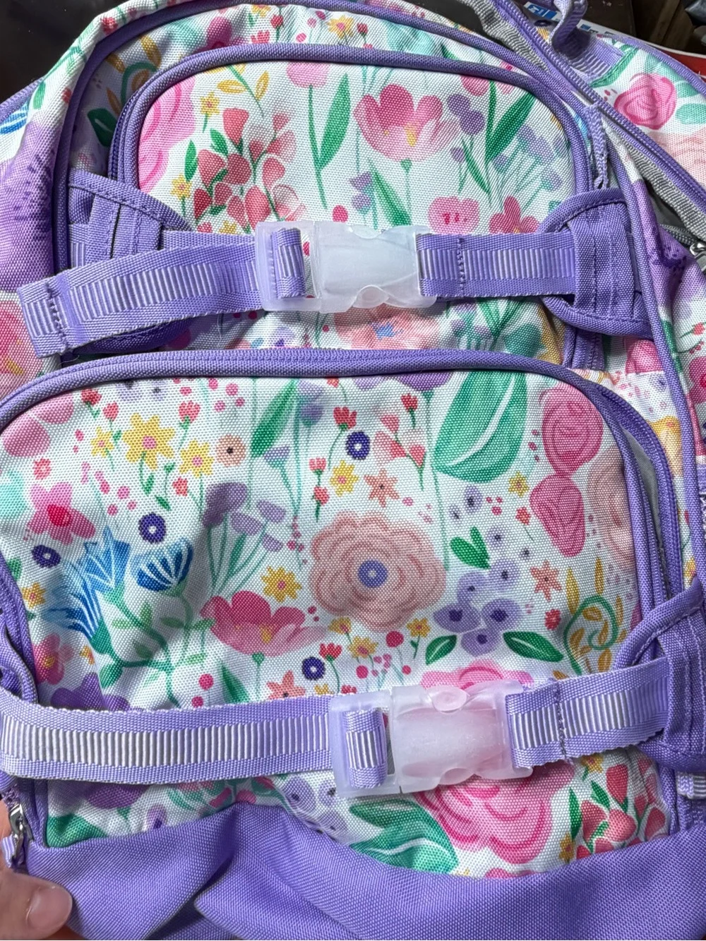Pottery Barn Kids Floral Backpack in Purple Floral Multicolor